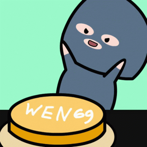 A Cartoon Drawing Of A Person Pressing A Button That Says Weng9 GIF