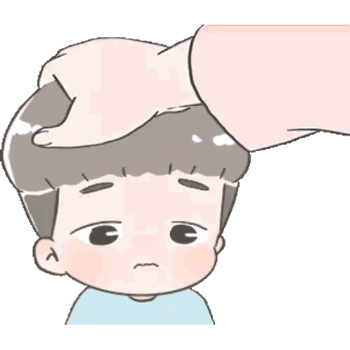 a cartoon drawing of a person putting their hand on a child 's head