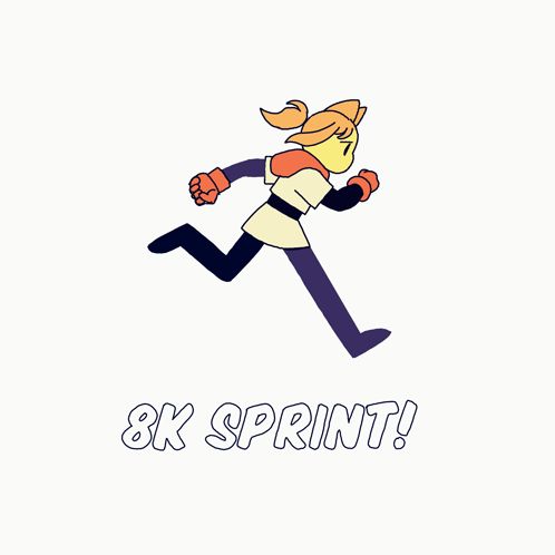 A Cartoon Drawing Of A Person Running With The Words 8K Sprint Below It GIF