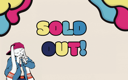 A Cartoon Drawing Of A Person Singing Into A Microphone With The Words Sold Out Behind Them GIF