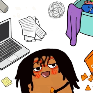 A Cartoon Drawing Of A Person Sitting In Front Of A Laptop Computer GIF