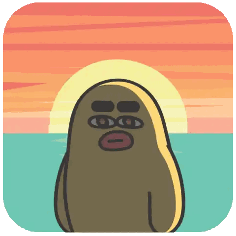 a cartoon drawing of a person standing in the water with the sun behind them