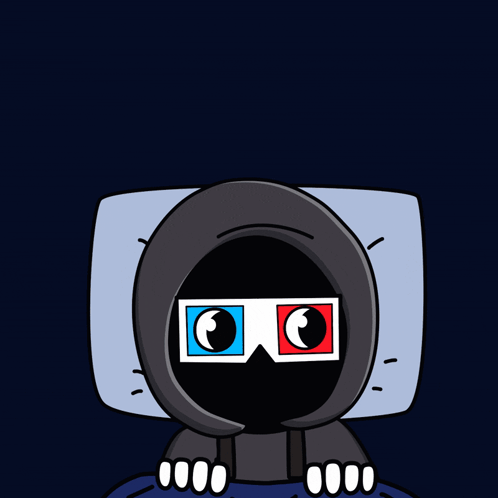 A Cartoon Drawing Of A Person Wearing 3D Glasses And The Words Good Night GIF