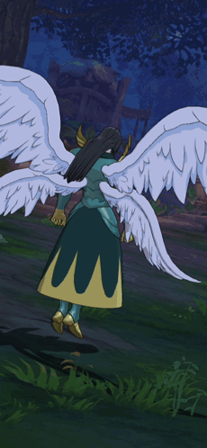 A Cartoon Drawing Of A Person Wearing A Blue Hat With Wings On It GIF