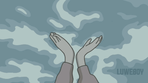 A Cartoon Drawing Of A Person Wearing Gloves With The Word Luweboy On The Bottom GIF
