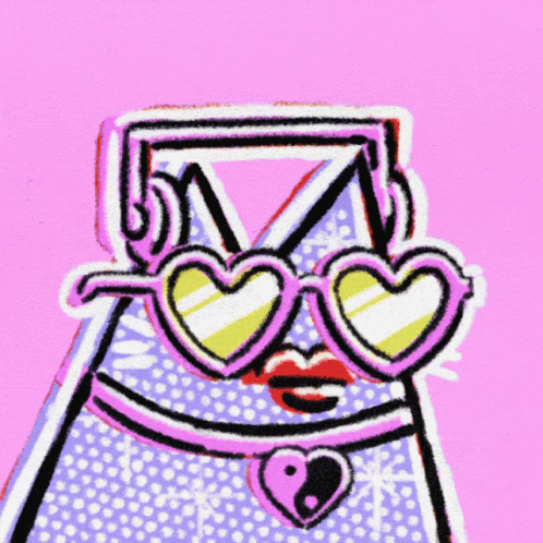 A Cartoon Drawing Of A Person Wearing Heart Shaped Sunglasses GIF