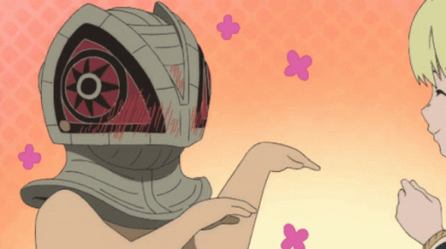A Cartoon Drawing Of A Person With A Helmet On GIF