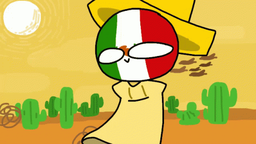 A Cartoon Drawing Of A Person With A Mexican Flag On Their Face GIF
