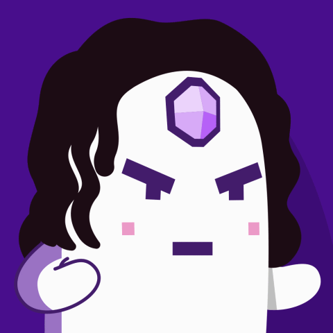 A Cartoon Drawing Of A Person With A Purple Hexagon On Their Forehead GIF