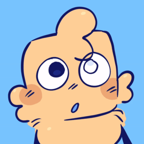 A Cartoon Drawing Of A Person With Big Blue Eyes GIF