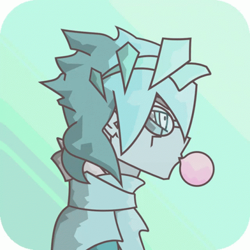 A Cartoon Drawing Of A Person With Blue Hair GIF