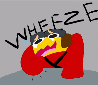 A Cartoon Drawing Of A Person With The Word Wheeze Written On It GIF