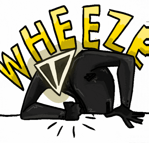 A Cartoon Drawing Of A Person With The Word Wheeze Written On It GIF