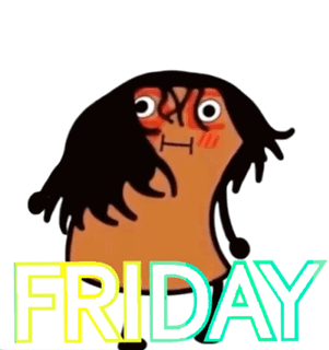A Cartoon Drawing Of A Person With The Words Friday Written Below It GIF