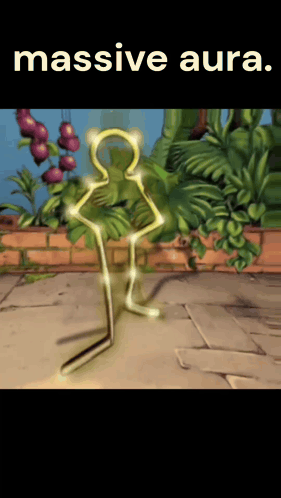 A Cartoon Drawing Of A Person With The Words Massive Aura On The Bottom GIF