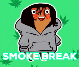 A Cartoon Drawing Of A Person With The Words Smoke Break Below It GIF