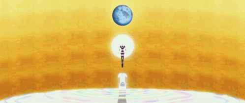 A Cartoon Drawing Of A Person With Wings And A Blue Planet . GIF