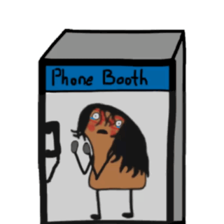 A Cartoon Drawing Of A Phone Booth With A Person Inside Of It GIF