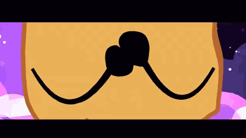 a cartoon drawing of a piece of toast with an angry face and a mustache