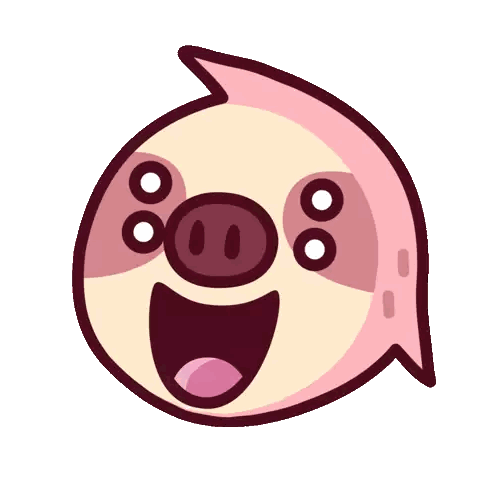 a cartoon drawing of a pig with a big smile
