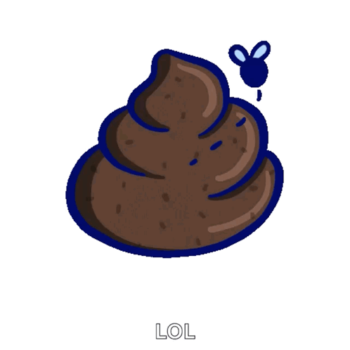 A Cartoon Drawing Of A Pile Of Poop With A Fly Next To It And The Word Lol Below It GIF