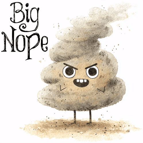 A Cartoon Drawing Of A Pile Of Poop With Big Nope Written On The Bottom GIF