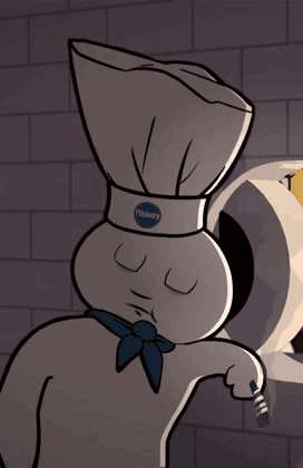 A Cartoon Drawing Of A Pillsbury Bunny With His Eyes Closed GIF