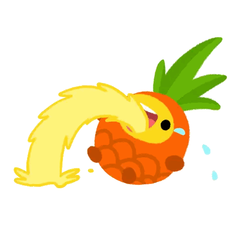 a cartoon drawing of a pineapple with a yellow liquid coming out of it