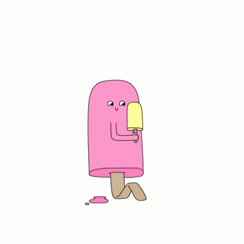 A Cartoon Drawing Of A Pink Ice Cream Stick With A Face On It GIF