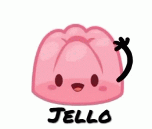 A Cartoon Drawing Of A Pink Jelly With The Word Jello Written Below It GIF