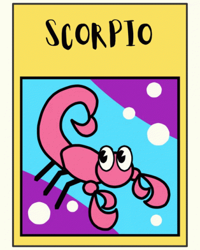 A Cartoon Drawing Of A Pink Scorpion On A Yellow Background GIF