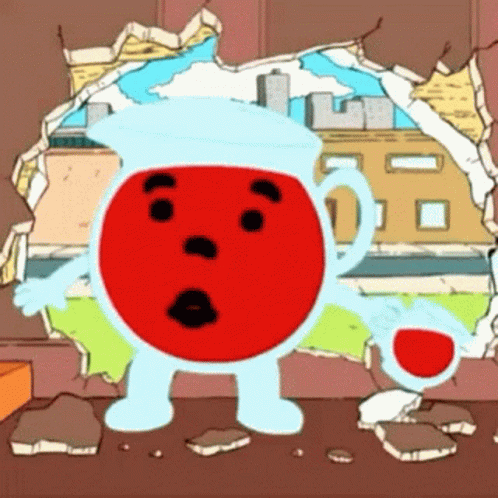 A Cartoon Drawing Of A Pitcher With A Surprised Face GIF