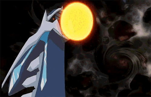 A Cartoon Drawing Of A Pokemon Holding A Sun In Its Mouth GIF