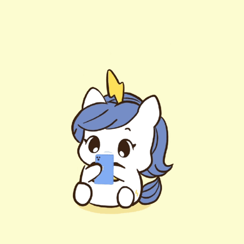 A Cartoon Drawing Of A Pony With A Speech Bubble Above Its Head GIF