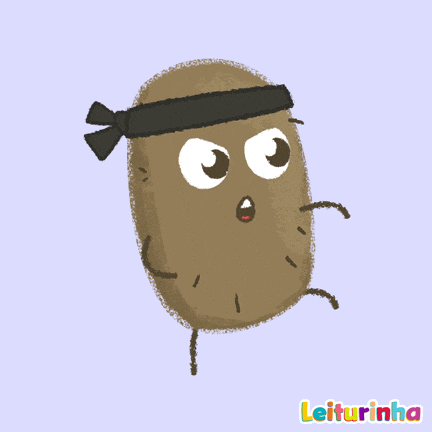 A Cartoon Drawing Of A Potato Wearing A Headband With Leiturinha Written On The Bottom GIF