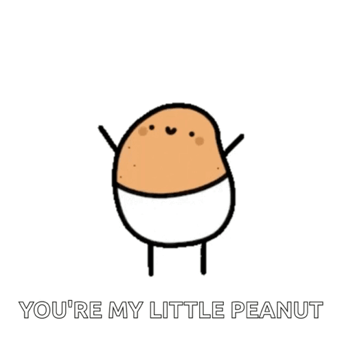 A Cartoon Drawing Of A Potato With The Words `` You 'Re My Little Peanut '' Written Below It . GIF