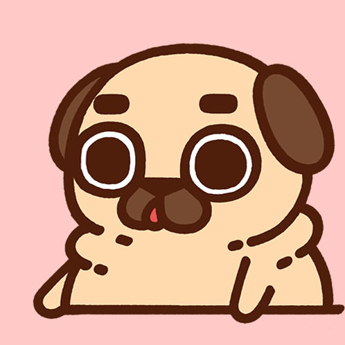 A Cartoon Drawing Of A Pug Dog With Big Eyes GIF