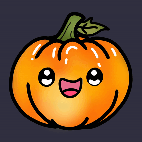 A Cartoon Drawing Of A Pumpkin With A Smiling Face On It GIF