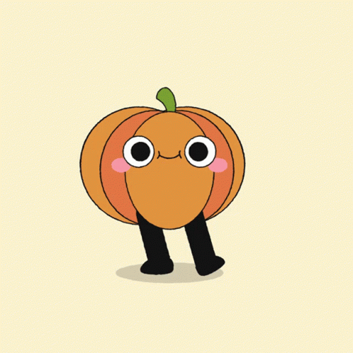 A Cartoon Drawing Of A Pumpkin With Big Eyes GIF