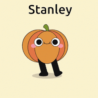 A Cartoon Drawing Of A Pumpkin With The Name Stanley GIF