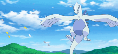 A Cartoon Drawing Of A Purple And White Dragon With Wings Spread GIF