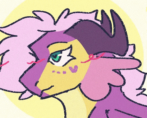 A Cartoon Drawing Of A Purple And Yellow Pony GIF