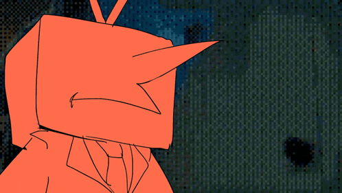 A Cartoon Drawing Of A Purple Dinosaur And A Black Bird Standing Next To Each Other GIF