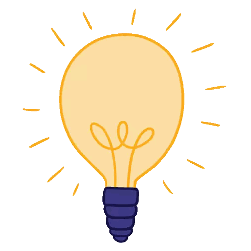 a cartoon drawing of a purple light bulb with a white background