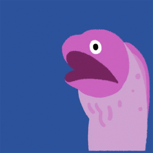 A Cartoon Drawing Of A Purple Monster Eating A Piece Of Food GIF