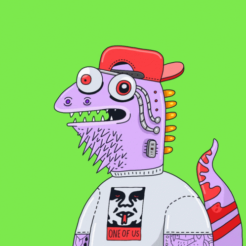 A Cartoon Drawing Of A Purple Monster Wearing Sunglasses And A Red Hat GIF