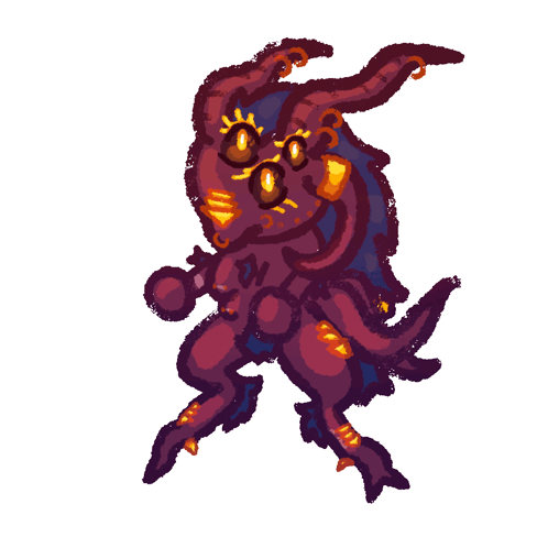 A Cartoon Drawing Of A Purple Monster With A Yellow Eye GIF