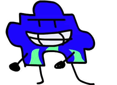 a cartoon drawing of a puzzle piece with arms and legs and a smile on its face .