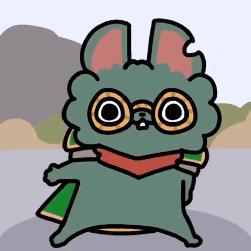 A Cartoon Drawing Of A Rabbit With A Scarf Around Its Neck GIF