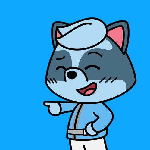 A Cartoon Drawing Of A Raccoon Pointing To The Left GIF